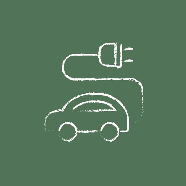 Electric car icon drawn in chalk. — Stock Vector