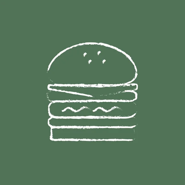 Διπλό burger εικονίδιο συντάσσεται με κιμωλία. — Διανυσματικό Αρχείο