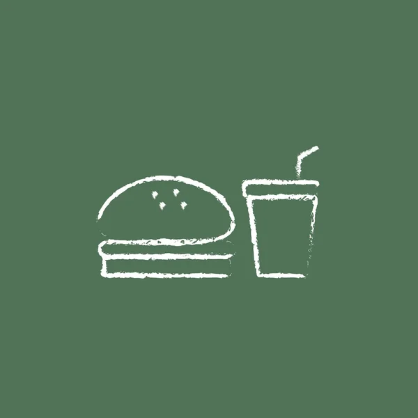 Fast-food maaltijd pictogram opgesteld in krijt. — Stockvector