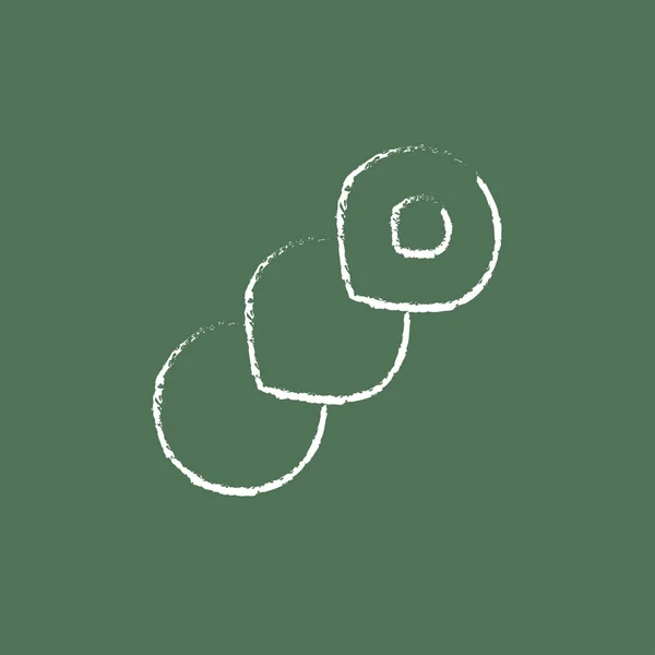 Ícone de pão espiral desenhado em giz . — Vetor de Stock
