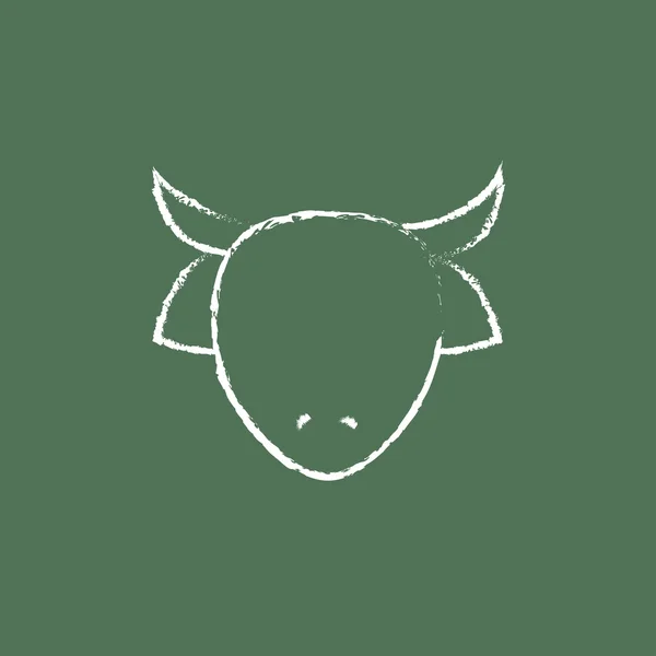 Значок "голова коровы" нарисован мелом . — стоковый вектор
