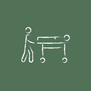 Man pushing stretchers icon drawn in chalk. clipart