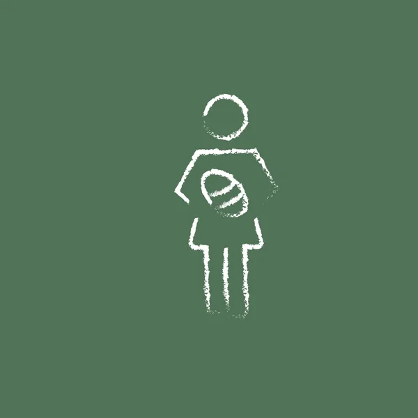 女人抱着婴儿图标在粉笔绘制. — 图库矢量图片