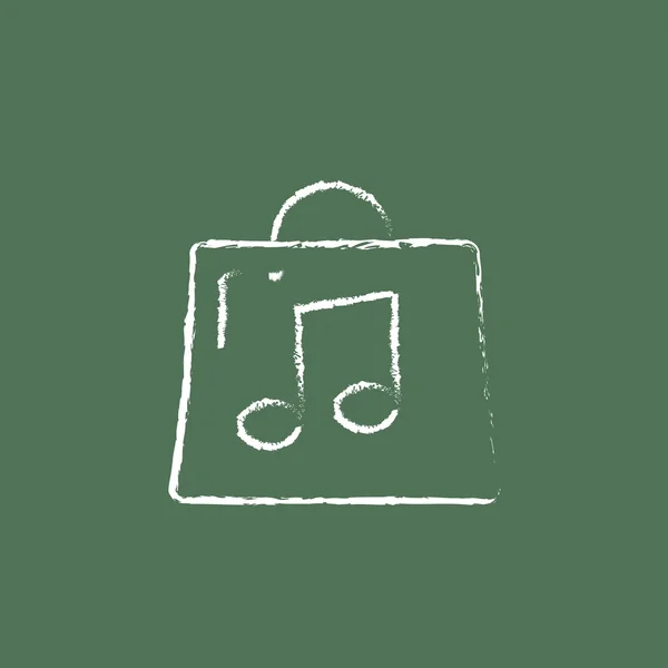 Bolsa con icono de nota musical dibujado en tiza . — Vector de stock