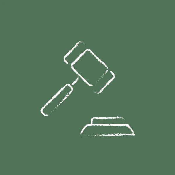 Auction gavel icon drawn in chalk. — Stock Vector