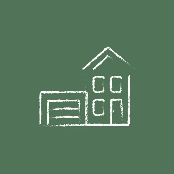 House with garage icon drawn in chalk. — Stock Illustration House with garage icon drawn in chalk. Royalty Free Stock Vectors