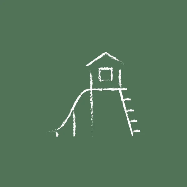 Playhouse with slide icon drawn in chalk. — Stock Illustration Playhouse with slide icon drawn in chalk. Vector Graphics