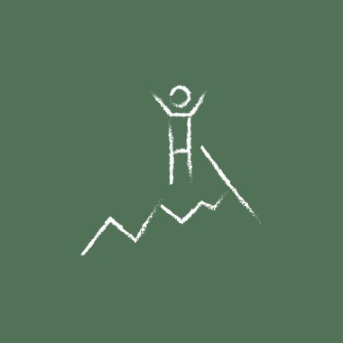 Climbing icon drawn in chalk. vector