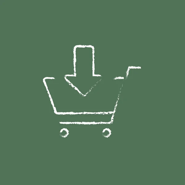 Online shopping cart ikonen dras i krita. — Stock vektor