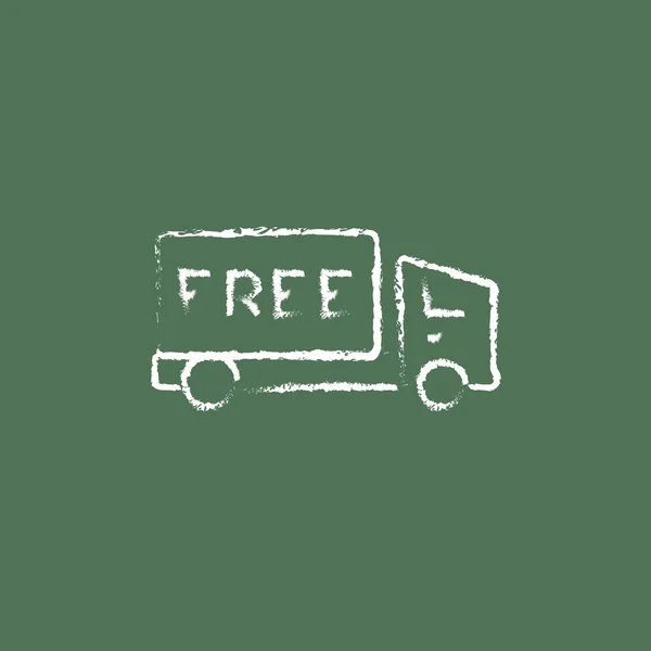 Icona camion consegna gratuita disegnato in gesso . — Vettoriale Stock