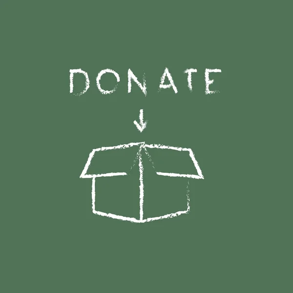 Icono de caja de donación dibujado en tiza . — Vector de stock
