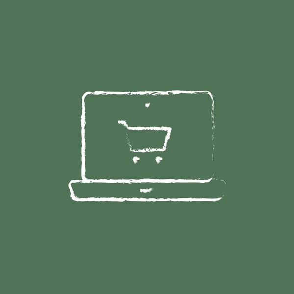Ícone de compras on-line desenhado em giz . —  Vetores de Stock