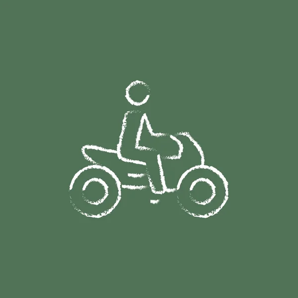 Rider on a motorcycle icon drawn in chalk. — Stock Vector