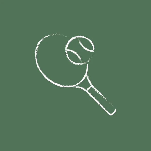Tenis raket ve top simgesi tebeşirle çizilmiş. — Stok Vektör