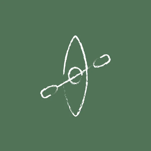Kajak mit Paddel-Symbol in Kreide gezeichnet. — Stockvektor