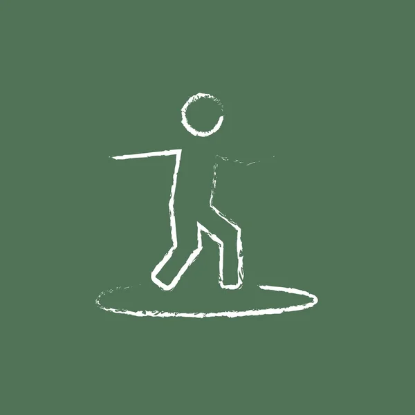 チョークで描かれたサーフボード アイコンの男. — ストックベクタ