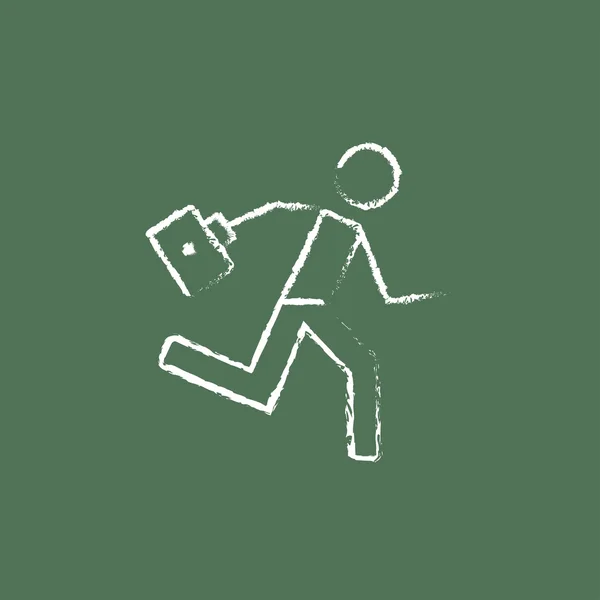 Paramedic running with first aid kit icon drawn in chalk. — Stock Vector