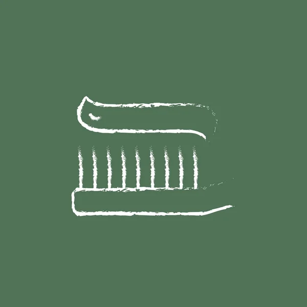 Cepillo de dientes con icono de pasta de dientes dibujado en tiza . — Archivo Imágenes Vectoriales