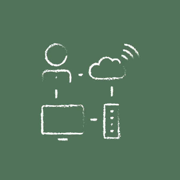 Cloud computing icon drawn in chalk. — Stockový vektor