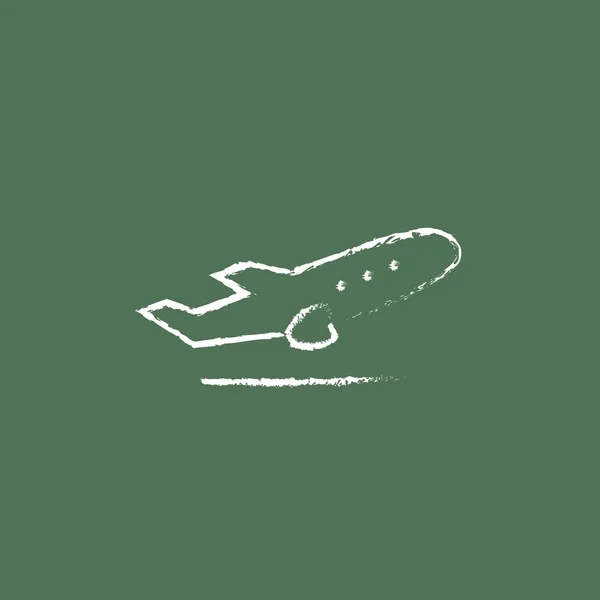 Icône de décollage d'avion dessinée à la craie . — Image vectorielle