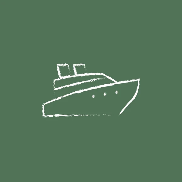 Cruise ship ikonen dras i krita. — Stock vektor