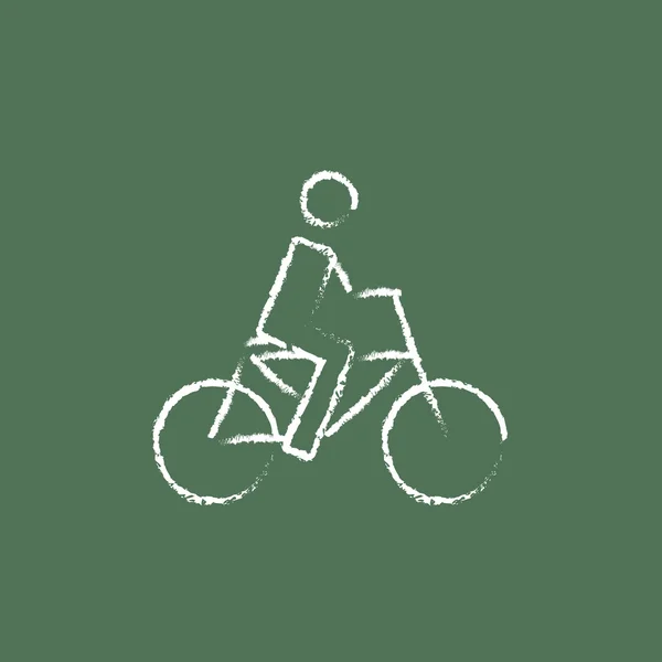 Bike and cyclist icon drawn in chalk. — Stock Vector