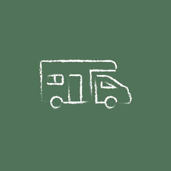 Camper van icon drawn in chalk. — Stock Vector