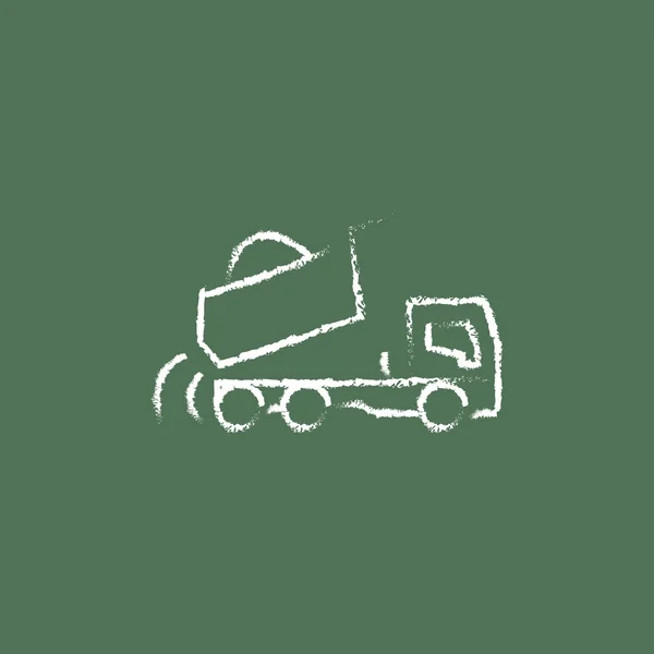 チョークで描かれたダンプ トラック アイコン. — ストックベクタ