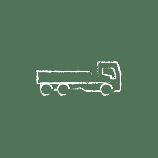 Dump truck icon drawn in chalk. — Stock Vector