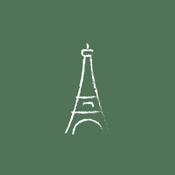 Eiffel Tower icon drawn in chalk. — Stock Vector