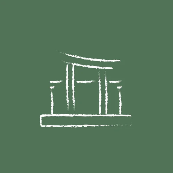 Porte Torii icône dessinée à la craie . — Image vectorielle