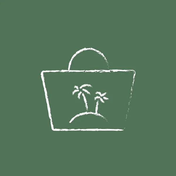 Beach bag icon drawn in chalk. — Stock Vector