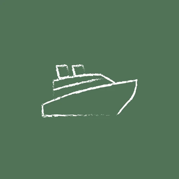 Ícone do navio de cruzeiro desenhado em giz . — Vetor de Stock