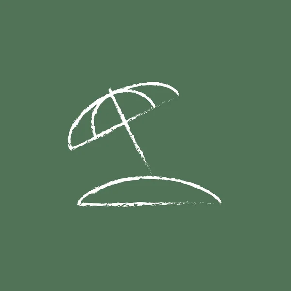 Stranden paraply ikonen dras i krita. — Stock vektor