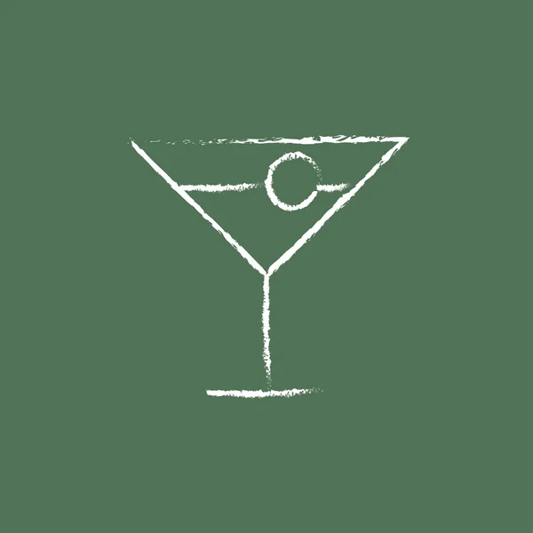 Cocktailglas pictogram opgesteld in krijt. — Stockvector