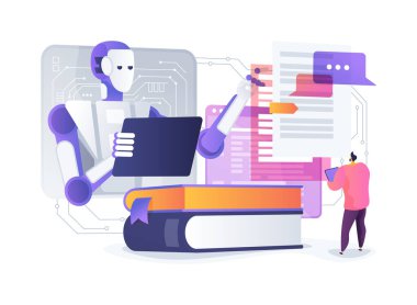 Dil İşleme Nöral Ağı soyut konsept vektör illüstrasyonu. Derin öğrenme, insan benzeri metin anlayışını geliştirir. soyut metafor.