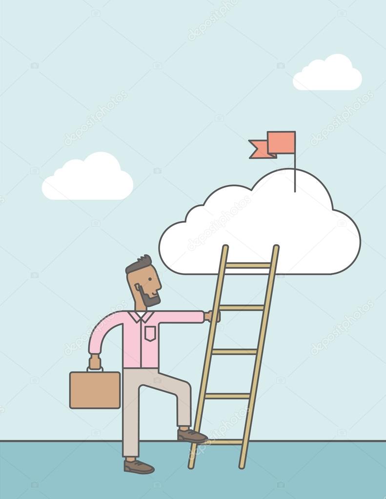 Man climbing the ladder.
