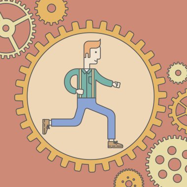 Man running inside the gear.