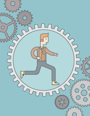 Man running inside the gear.