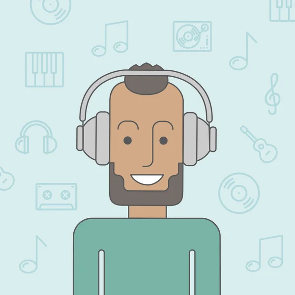 Man in headphones. — Stock Vector