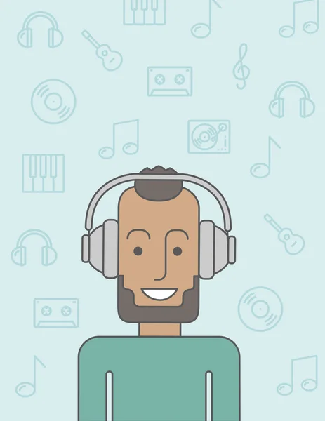 Man in headphones. — Stock Vector