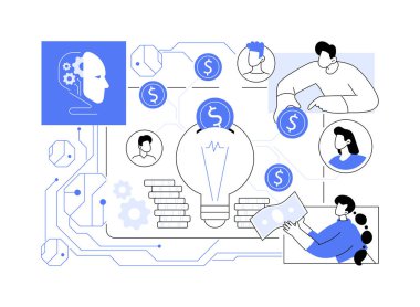 Kitle fonlaması için dijital platformlar soyut konsept vektör illüstrasyonu. Kitle fonlama platformları girişimcileri potansiyel yatırımcılara bağlıyor. soyut metafor.