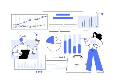 Al-Driven İş Planı Yaratıcıları soyut konsept vektör çizimi. AI, kapsamlı iş planları hazırlamada girişimcilere yardımcı oluyor. soyut metafor.