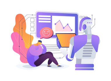 Ergenlik depresyonunun erken teşhisi soyut konsept vektör çizimi. Akıl Sağlığı ve Refah. Ergenlik sezgilerinin yapay zekayla erken tespiti. soyut metafor.