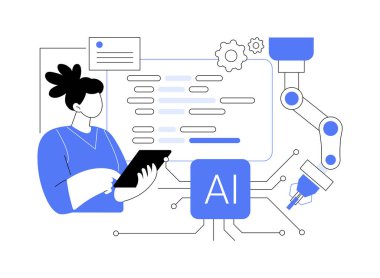 Atılgan 'ın soyut konsept vektör illüstrasyonunda robot işlem otomasyonu. Otomasyon yazılımı tekrarlanan görevlerde verimliliği artırır. soyut metafor.