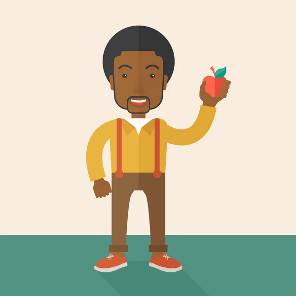 Mann mit Apfel. — Stockvektor