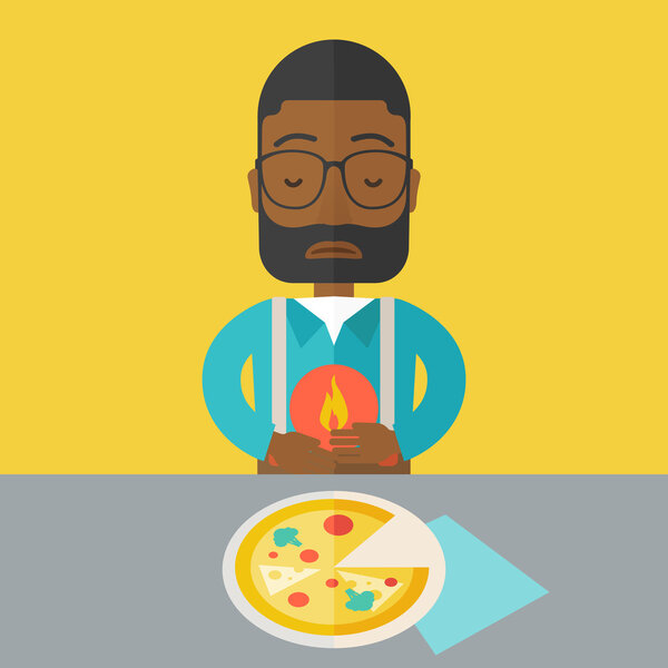 Man with heartburn.