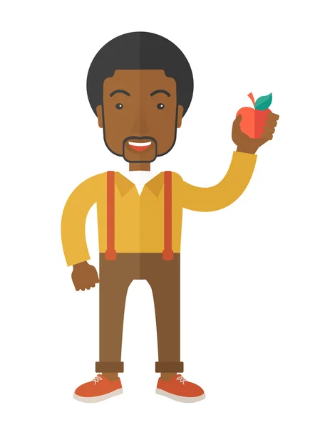 Man holding apple. — Stock Vector