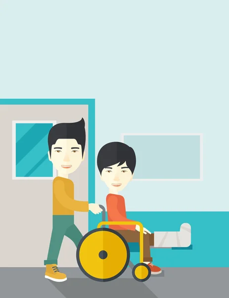 Paciente en silla de ruedas. — Vector de stock