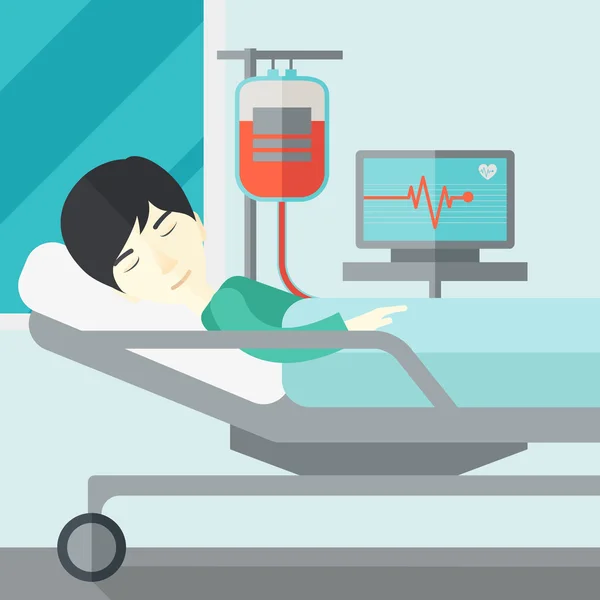 Patient lying in bed. — Stock Vector